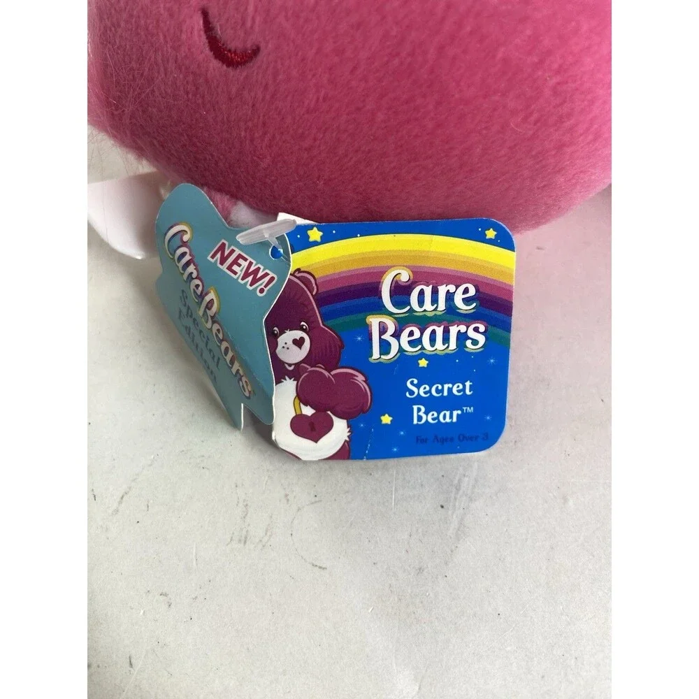 Care Bears Secret Bear Pink Plush Stuffed Animal Toy 2004 Toy Lock Valentine
